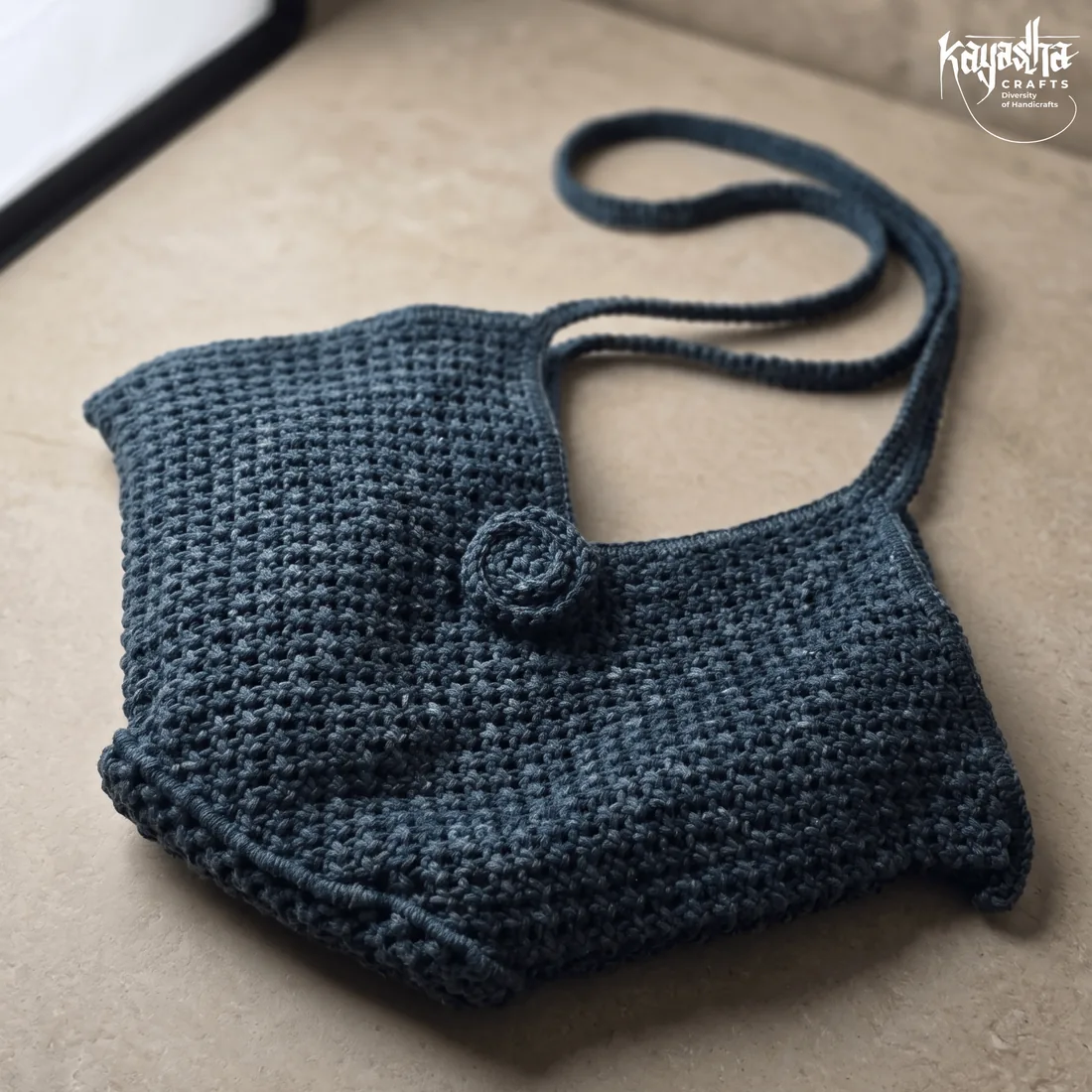 Midnight blue crocheted weave bag