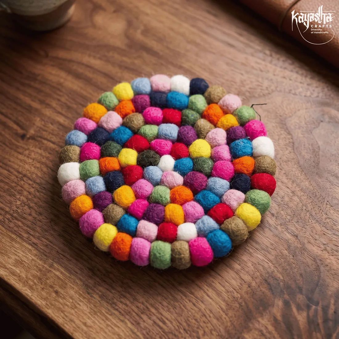 Rainbow felt coasters