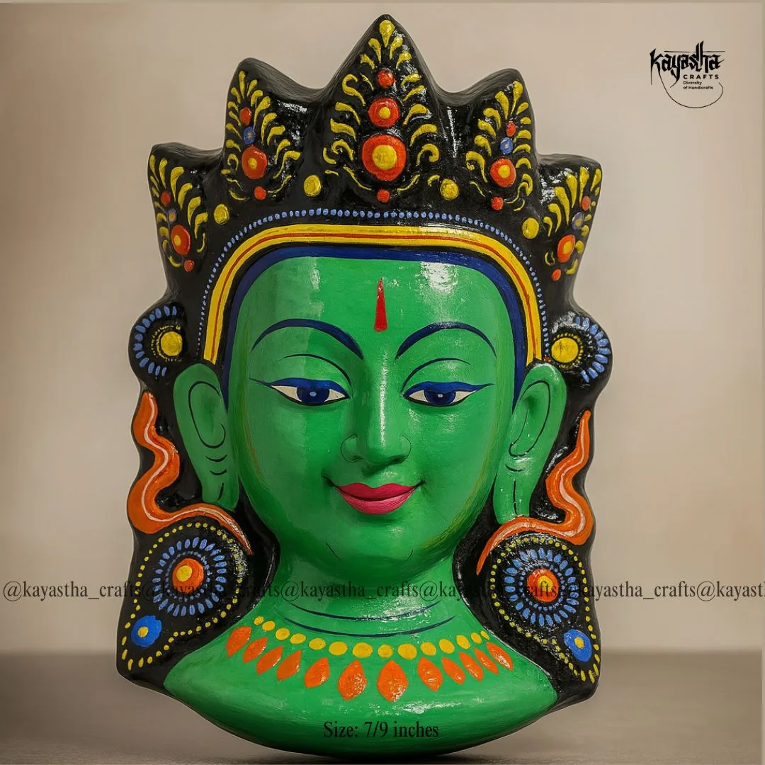 Green Tara mask, hand-painted traditional Nepali mask